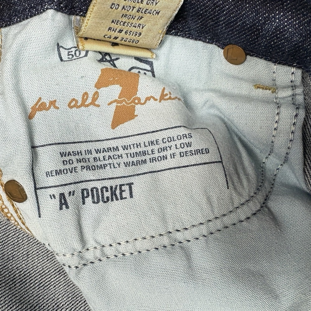 7 For All Mankind Size 31 "A" Pocket Flare Jeans Medium Wash Stretch 32" Inseam - Picture 8 of 11